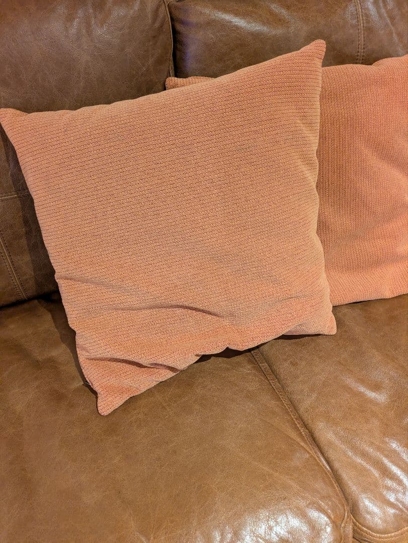 【セット販売】 NOYES　40×40　羽毛 クッション　２個　オレンジ