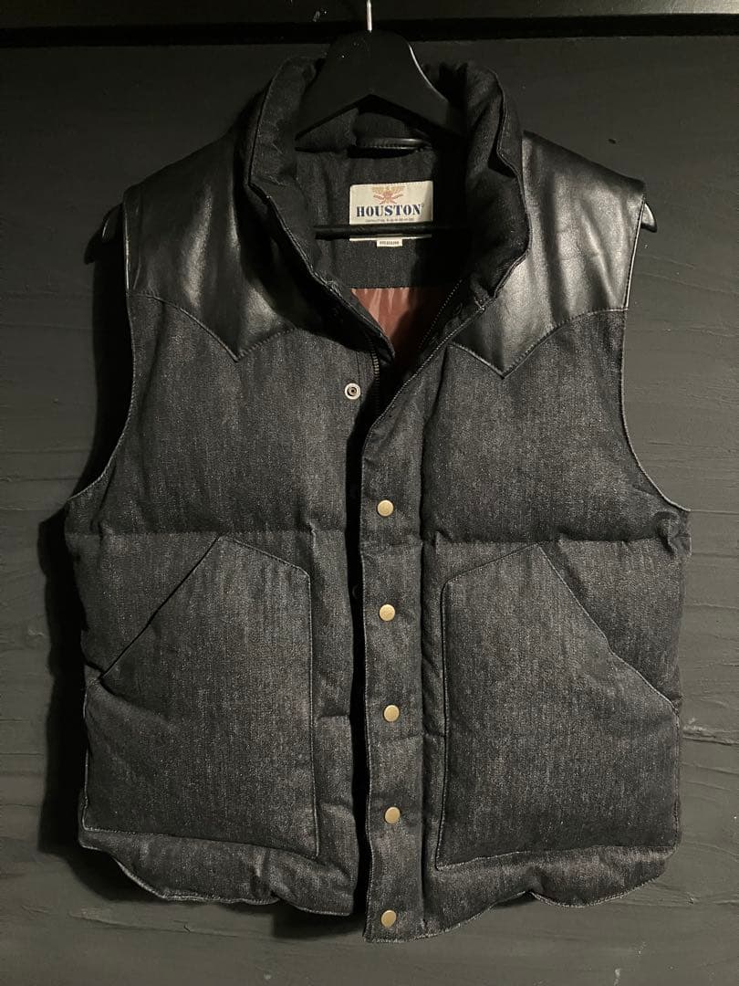 HOUSTON 50617 ラムレザー ブラックデニム ダウン M