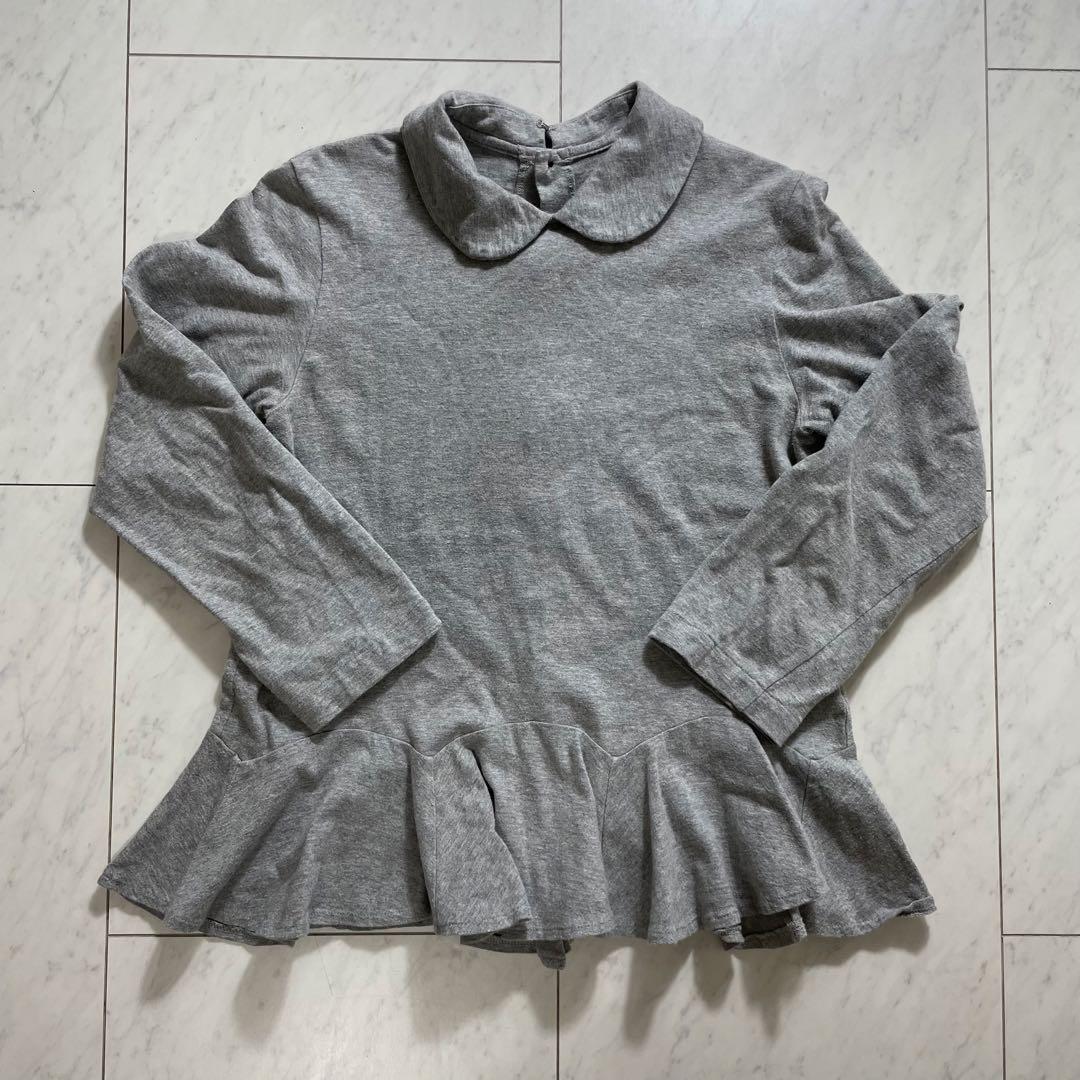 トリココムデギャルソン 丸襟ブラウス トップス フリル バックボタン グレー M