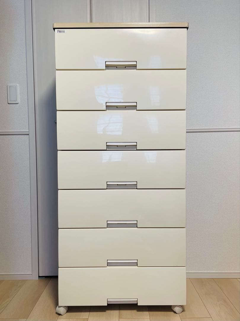 送料込 天馬 FITS フィッツプラス チェスト ７段　ホワイト　メープル