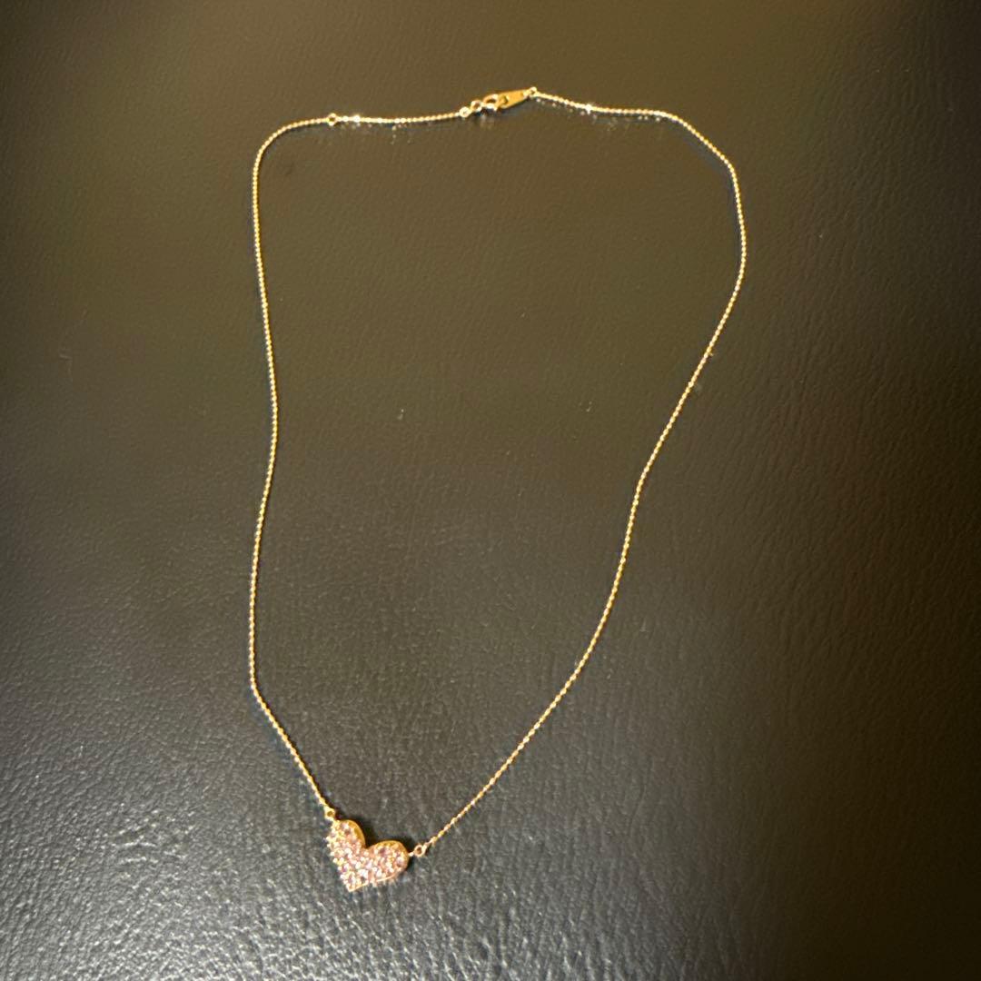 ハート型ストーン付きネックレス ピンクゴールド