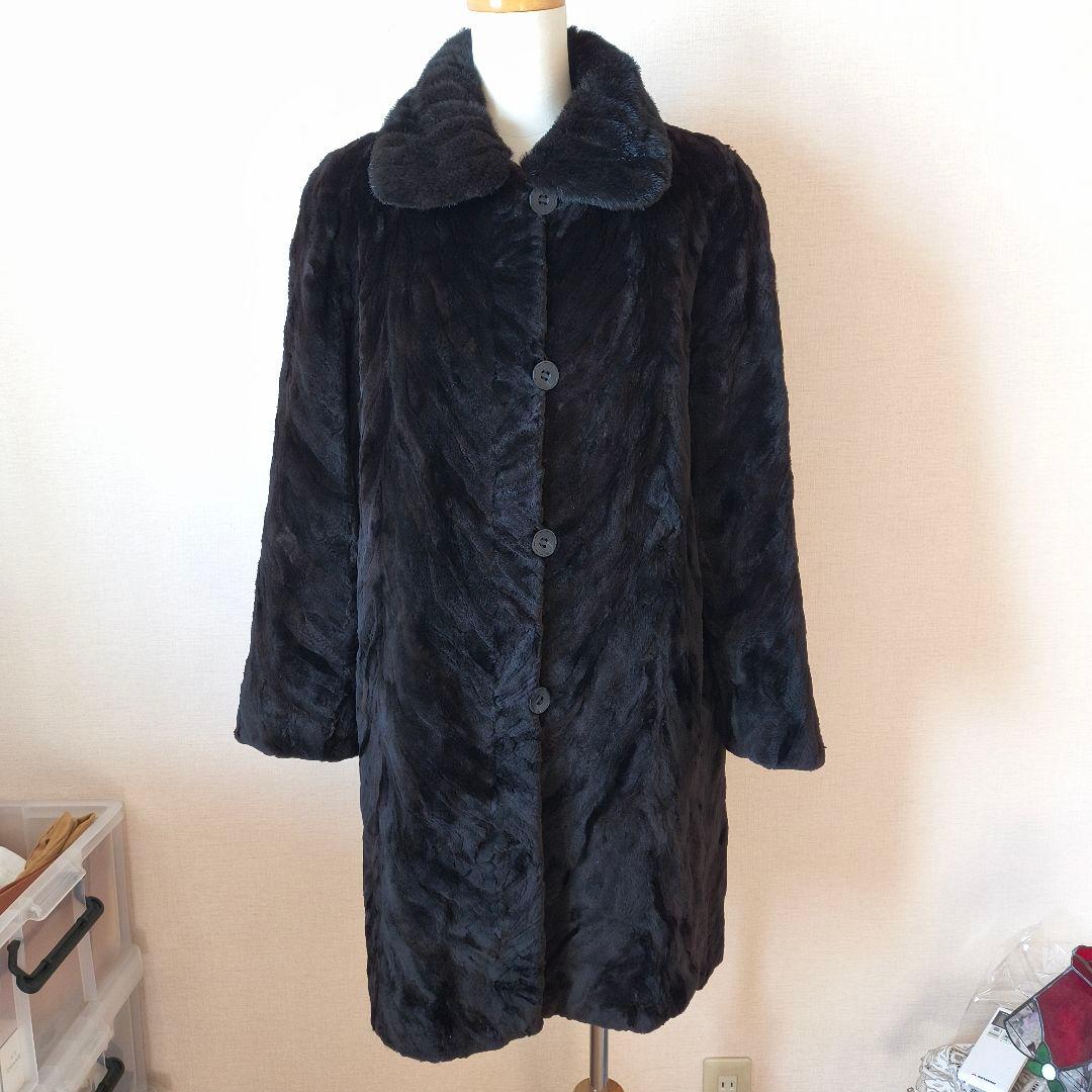 スズキ シェアードミンク リバーシブル コート M〜L ブラック系