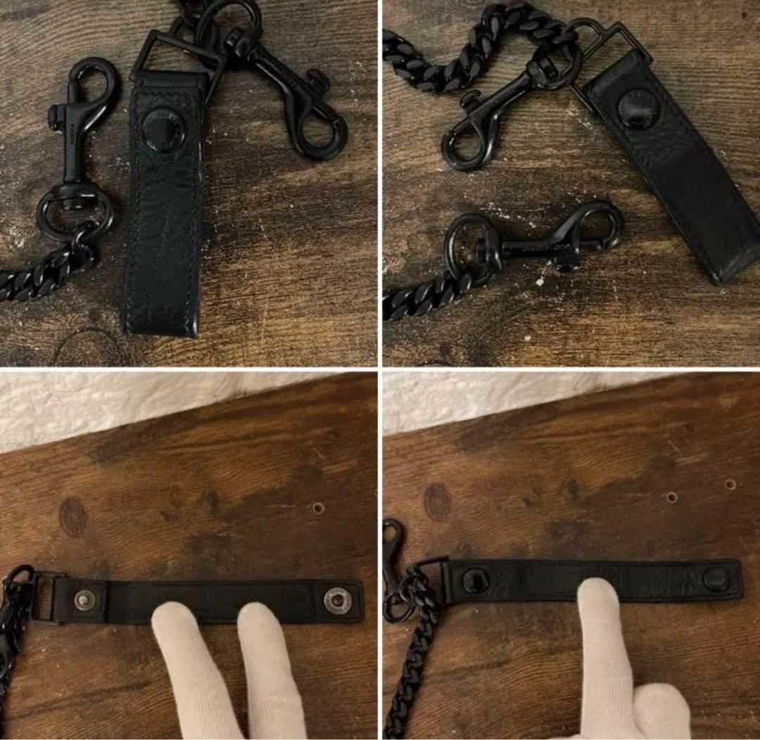 イヴサンローラン ウォレットチェーン　クロコ 長財布 ブラック