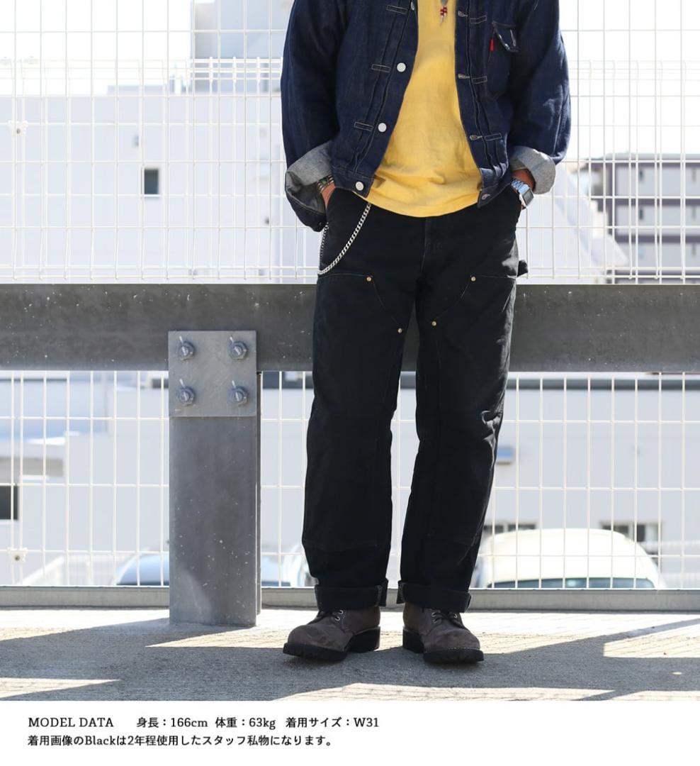 ★本物米国製レアサイズ！W32*L28CARHARTTダブルニーB01ブラック