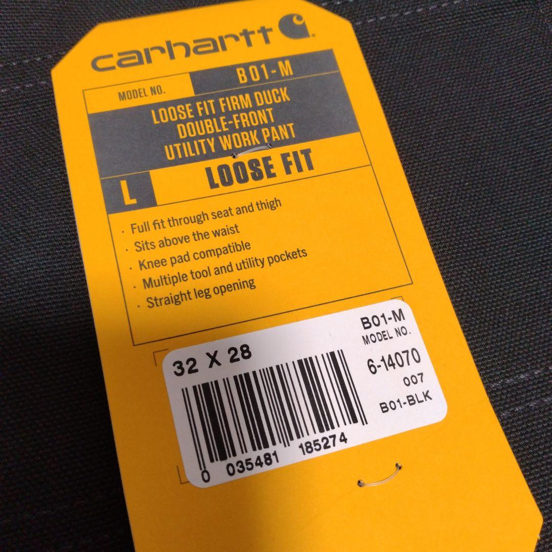 ★本物米国製レアサイズ！W32*L28CARHARTTダブルニーB01ブラック