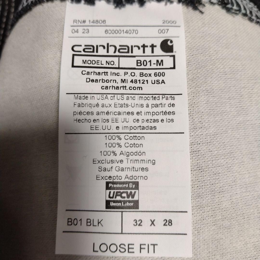 ★本物米国製レアサイズ！W32*L28CARHARTTダブルニーB01ブラック