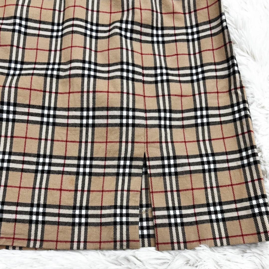 バーバリー ブルーレーベル ノバチェック ウール ミニ スカート タイト 38