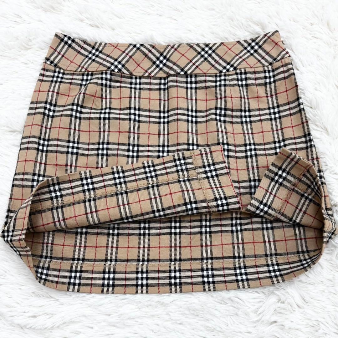 バーバリー ブルーレーベル ノバチェック ウール ミニ スカート タイト 38
