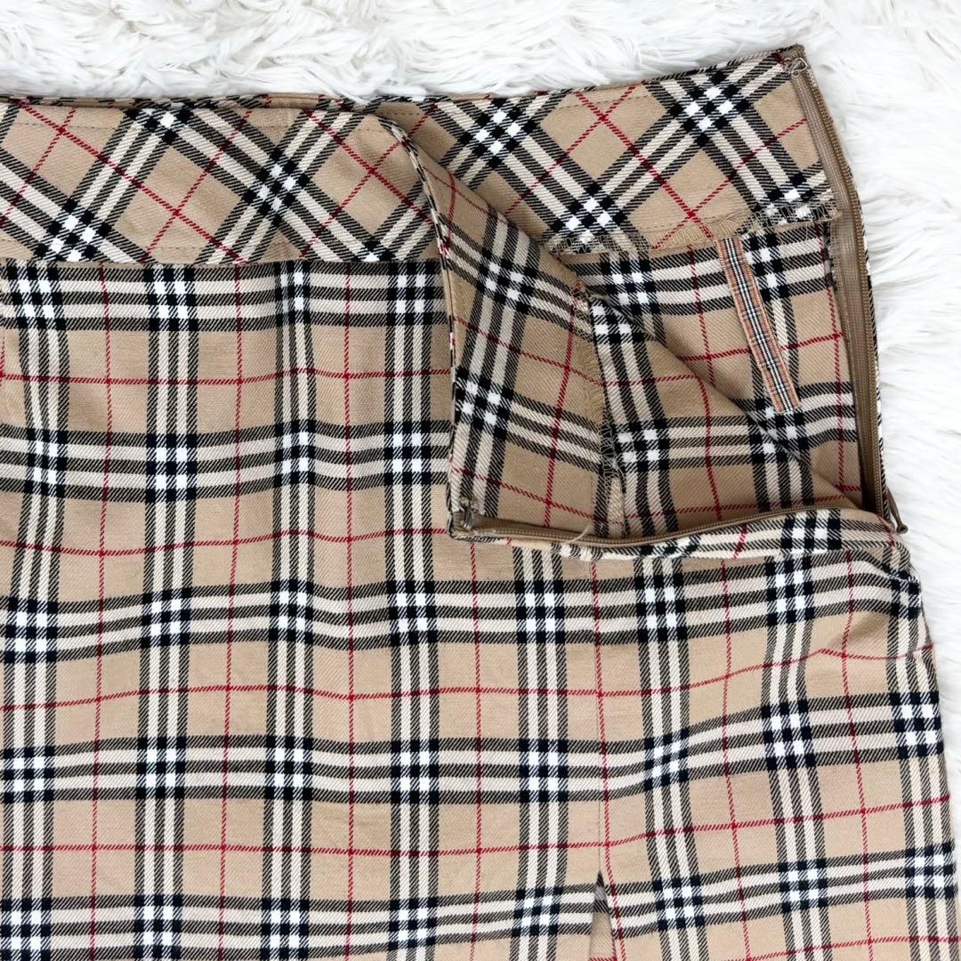 バーバリー ブルーレーベル ノバチェック ウール ミニ スカート タイト 38