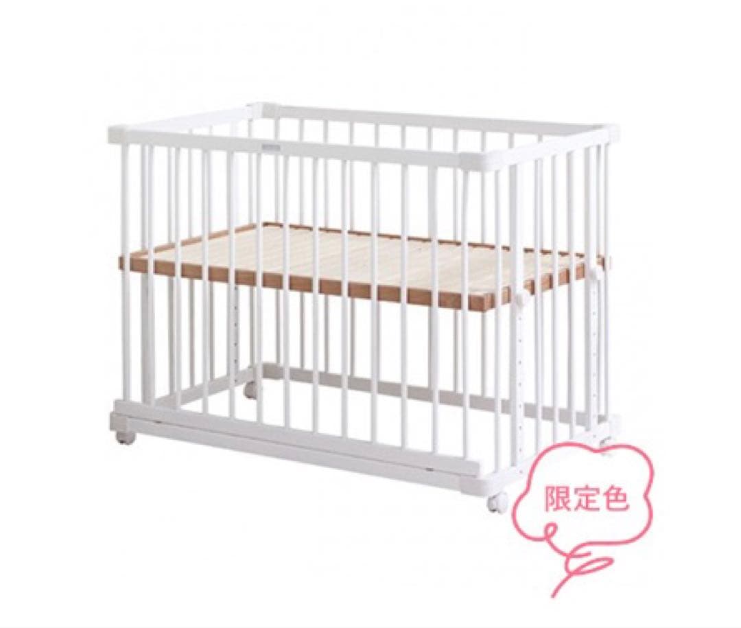 ファルスカ　ベッドサイドベッド03 ホワイト(添い寝安全ベルト付)限定カラー