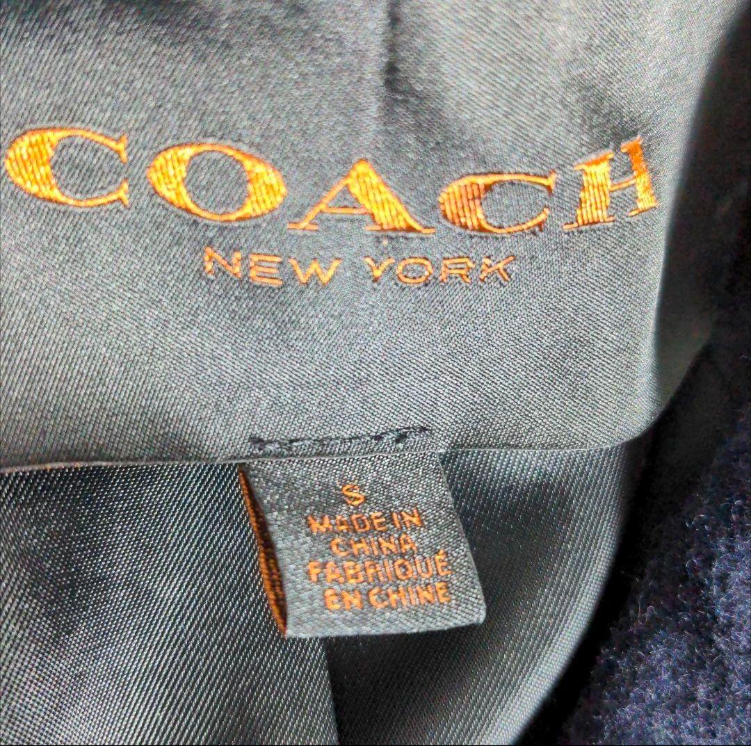 aq11. COACH ウールPコート ネイビー レディースLサイズ相当