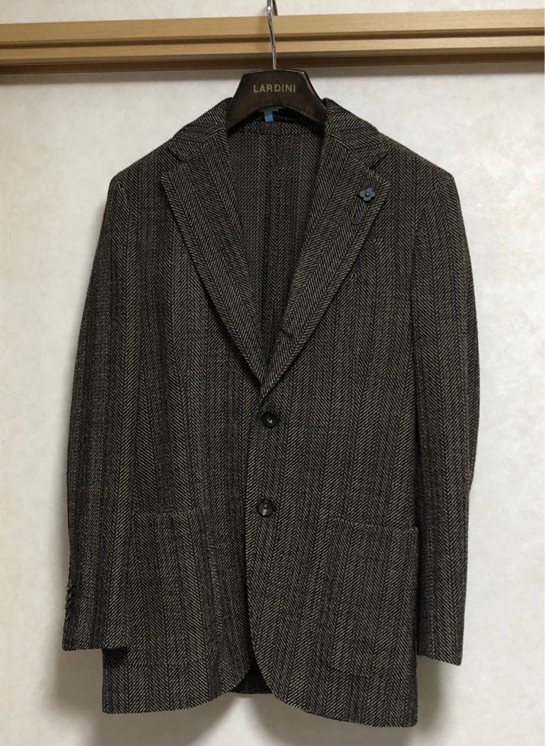 【美品】LARDINIラルディーニテーラードジャケットヘリンボーン42 7REG