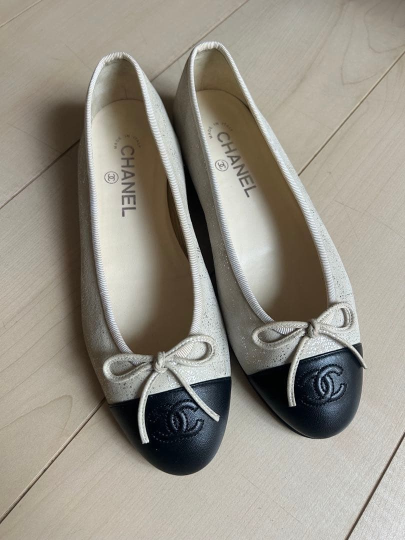 CHANEL バレエシューズ ホワイト/ブラック