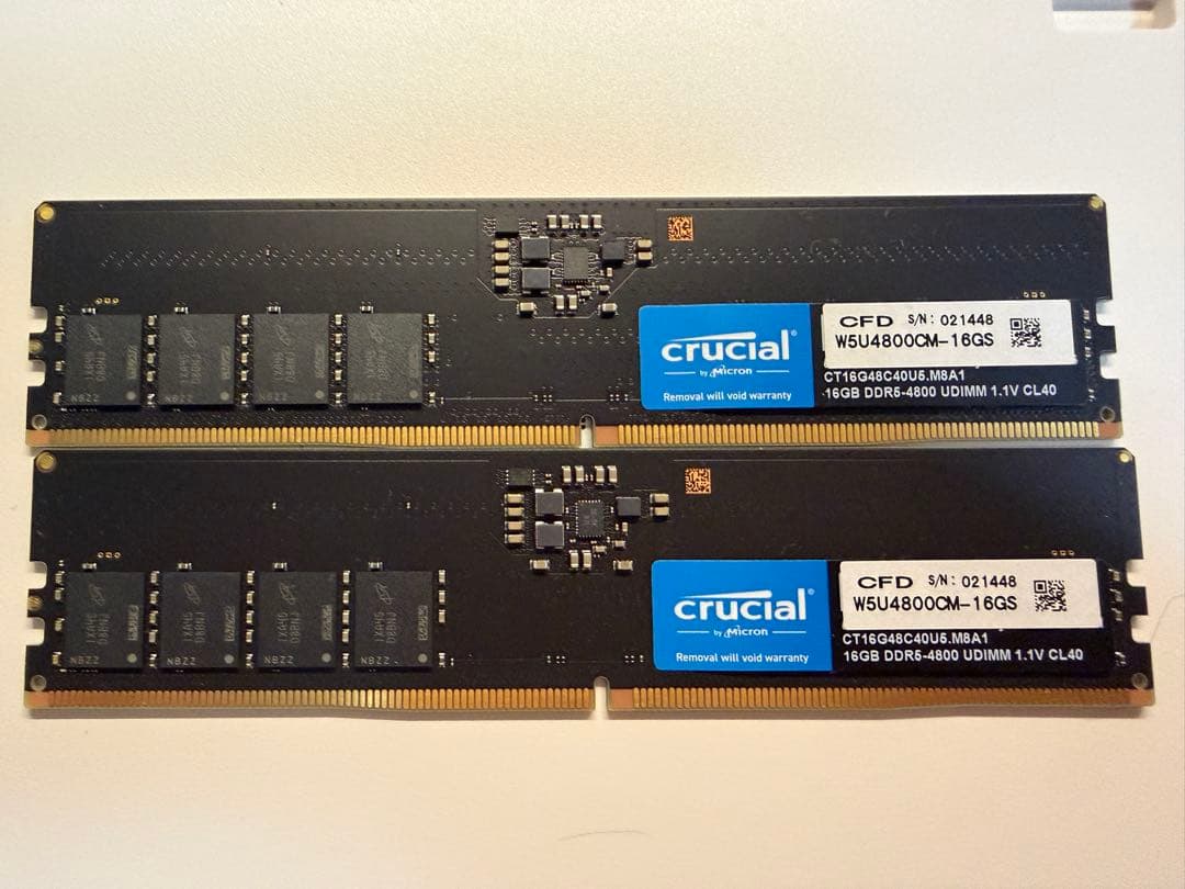 Crucial 32GB DDR5-4800MHz メモリ
