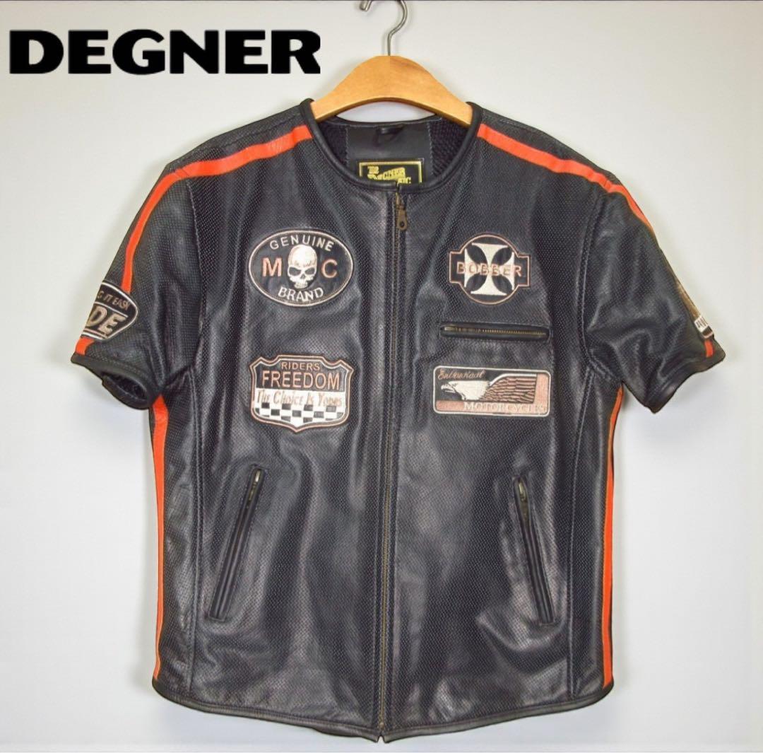 DEGNERデグナー メッシュハーフスリーブ　レザージャケット15SJ半袖　XL
