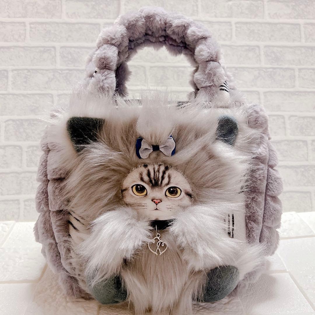 コヤンイサムチョン ファー トートバッグ 猫ちゃん 毛足長め 猫
