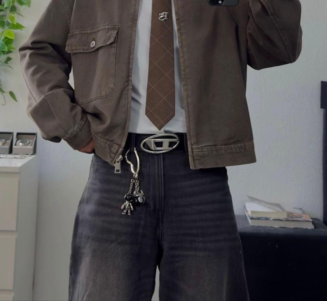 しゅしゅDIESEL ディーゼル ロゴ レザーベルト ブラック本革 正規品