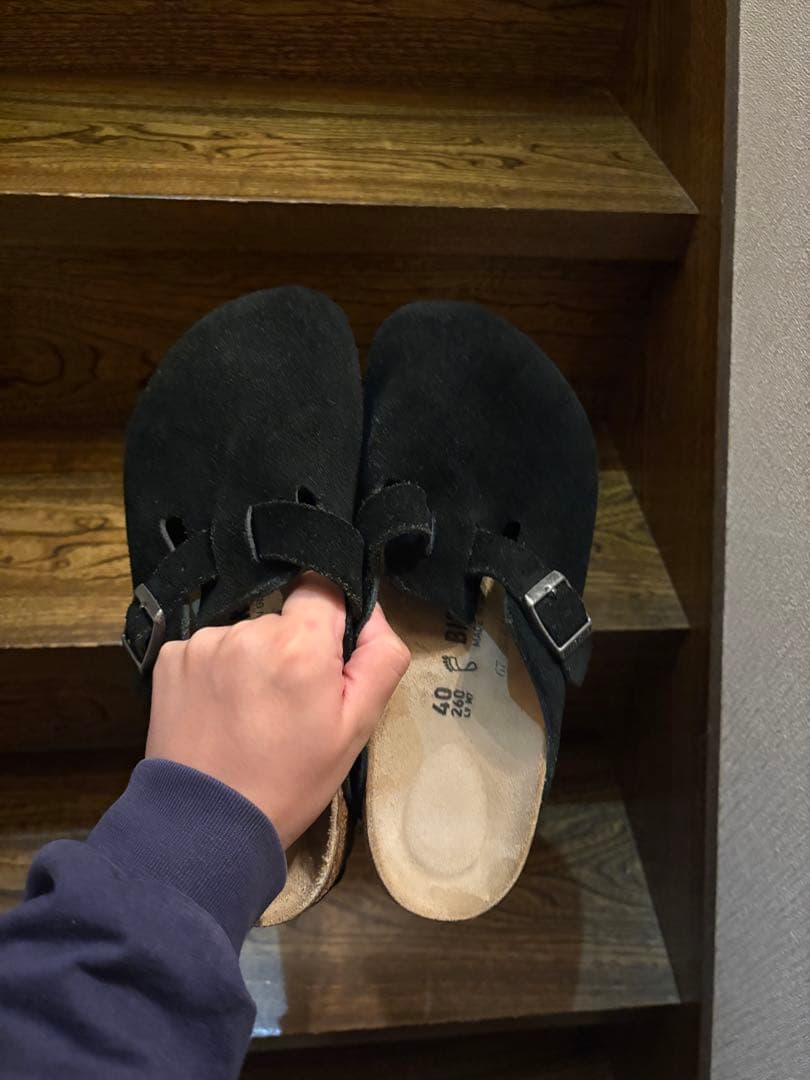 国内正規品BIRKENSTOCK ボストン　ブラックスエード 40 26