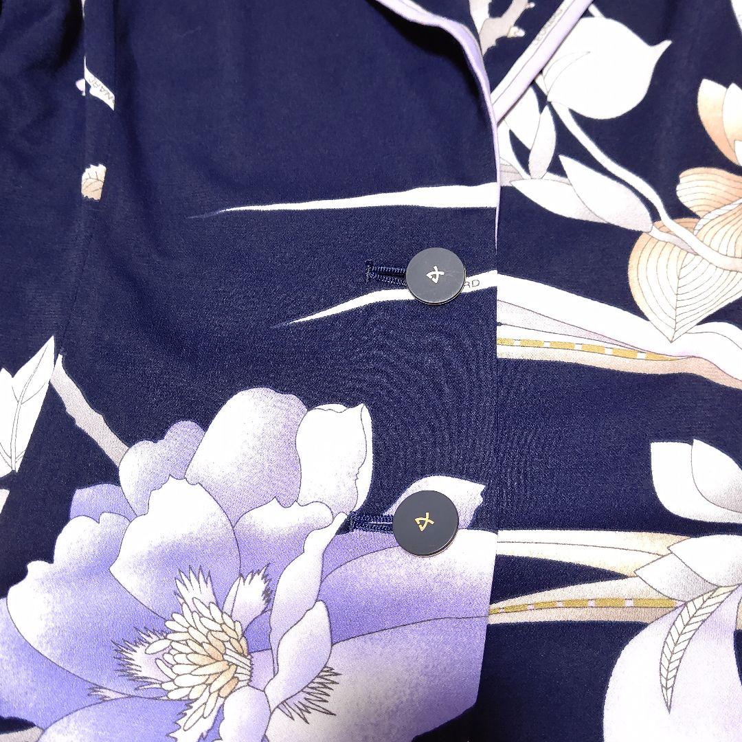LEONARD ネイビー 花柄 テーラードジャケット カンカン