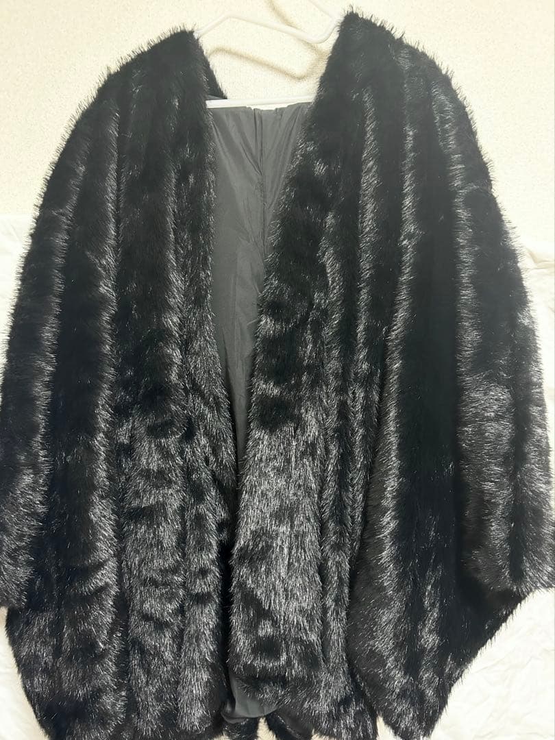 MISAMARU フェイクファーフード羽織 ブラック Lサイズ