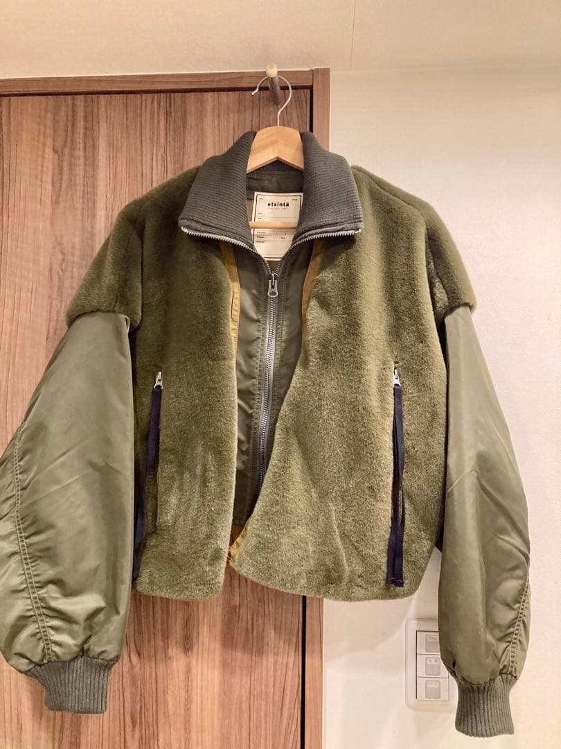 etsinta/エシンタ　ファー切替ショートスタンドジャケット