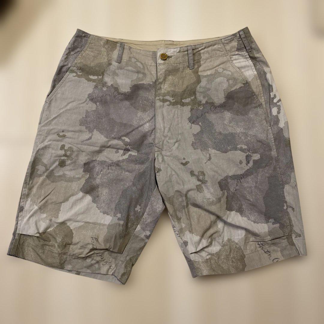 45R 地図柄迷彩ハーフパンツ グレー