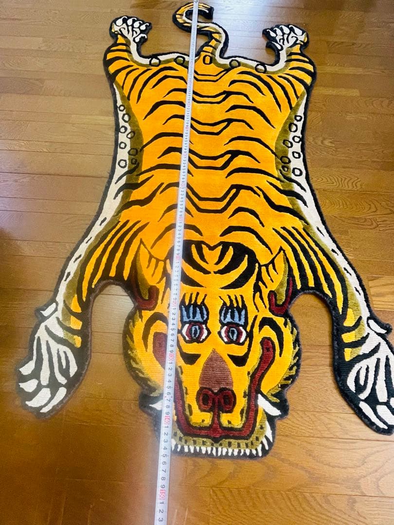【SALE】高級シルク製 本革 チベタンタイガーラグ L146.5cm 希少