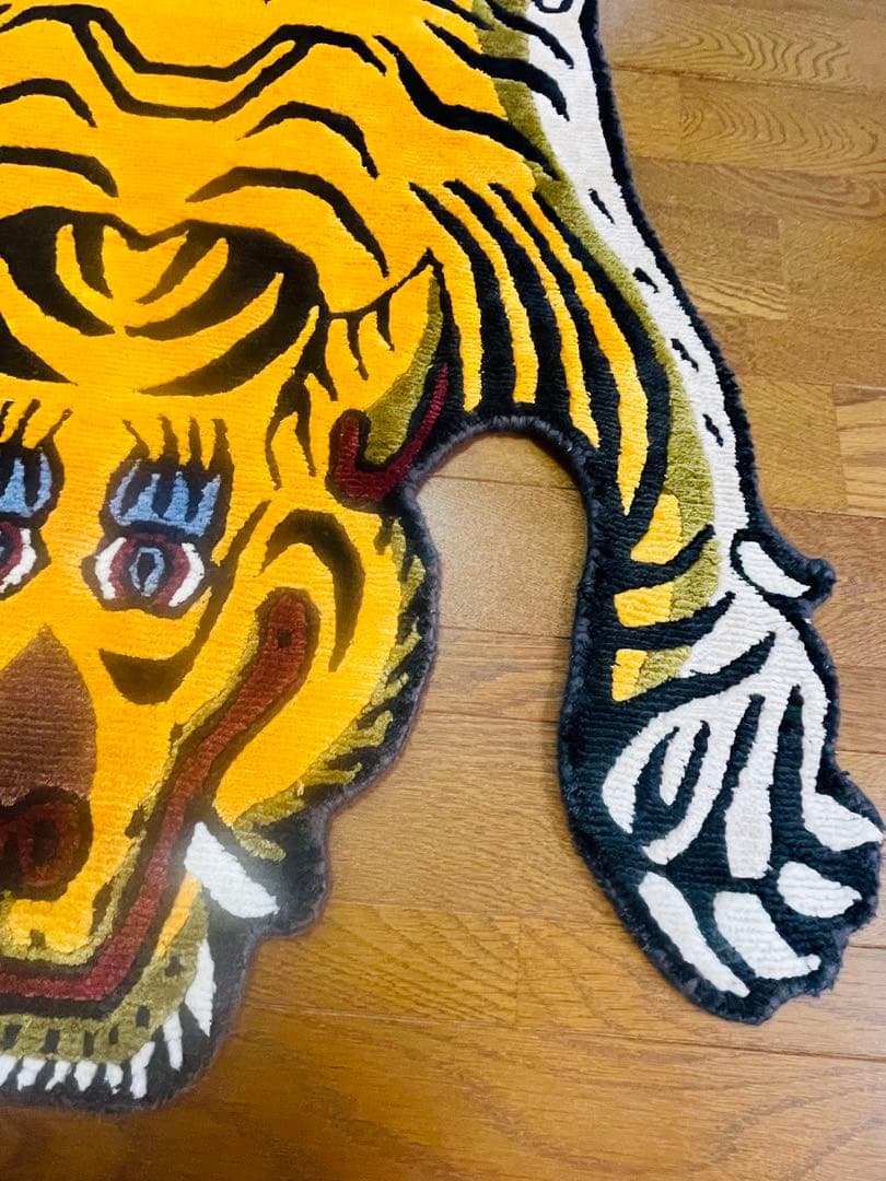 【SALE】高級シルク製 本革 チベタンタイガーラグ L146.5cm 希少