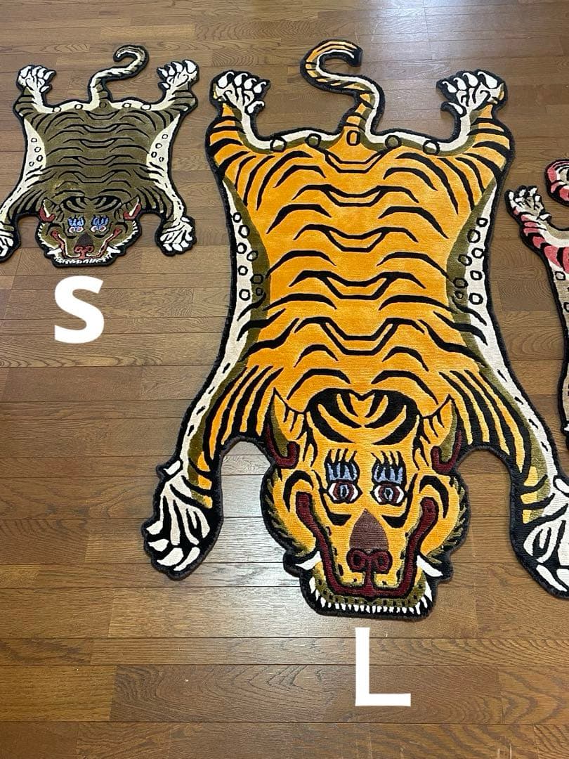 【SALE】高級シルク製 本革 チベタンタイガーラグ L146.5cm 希少