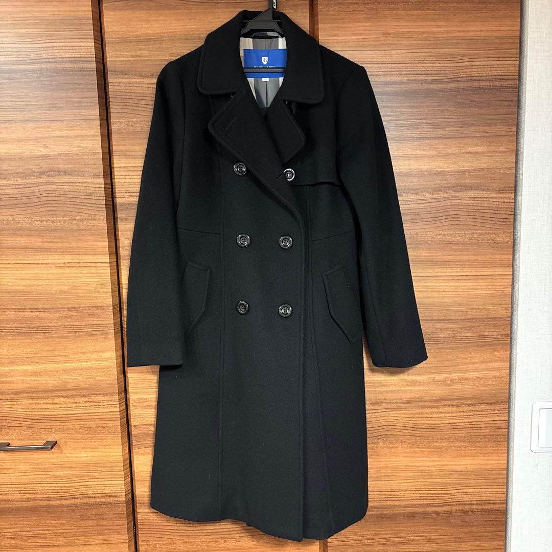 ブルーレーベル　コート　黒 ダブルブレスト ウールコート