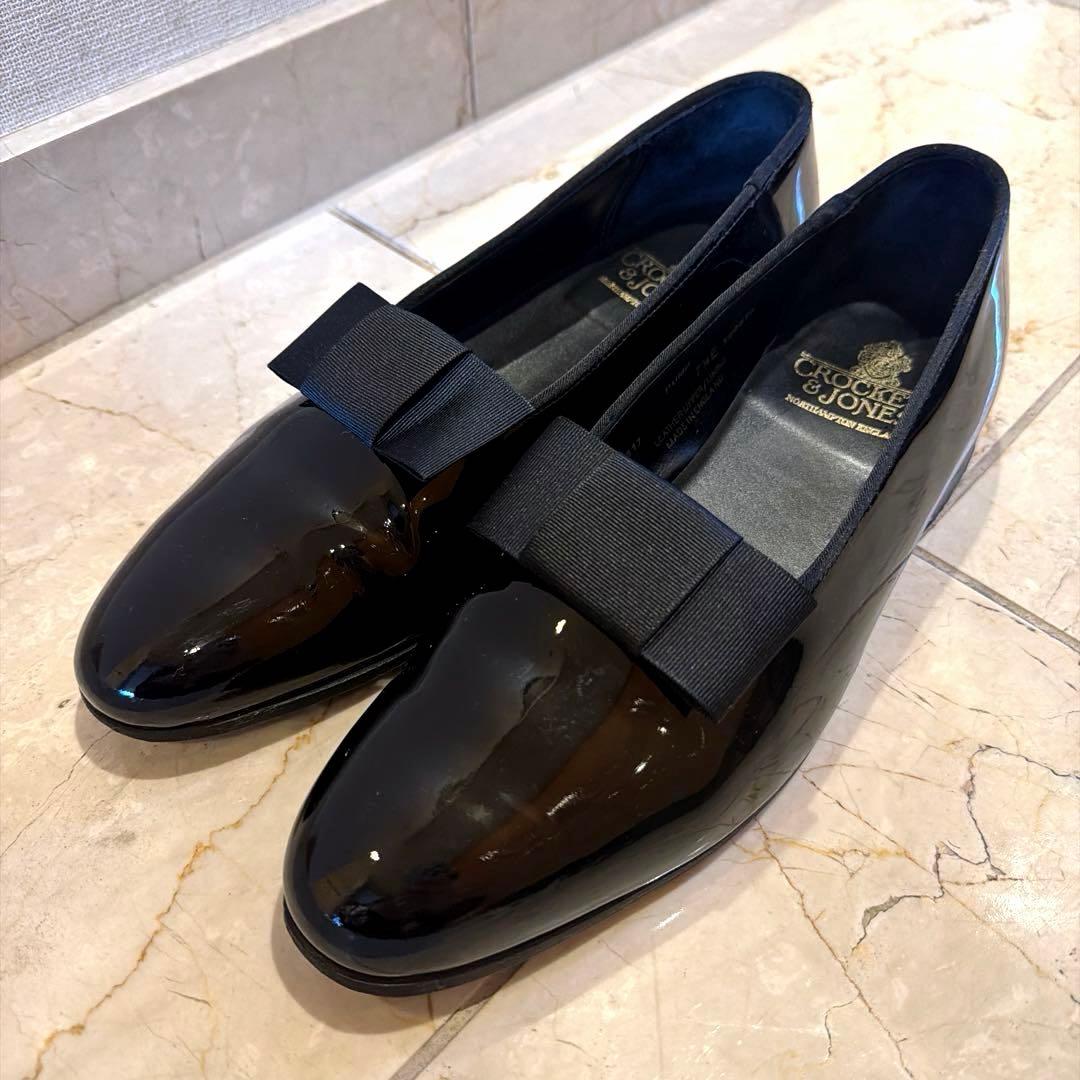 Crockett & Jones オペラパンプス リボン付きドレスシューズ