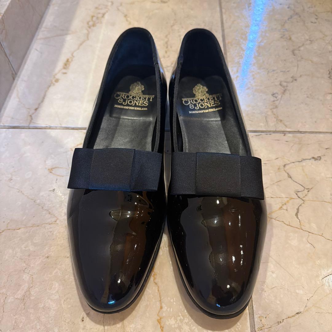 Crockett & Jones オペラパンプス リボン付きドレスシューズ