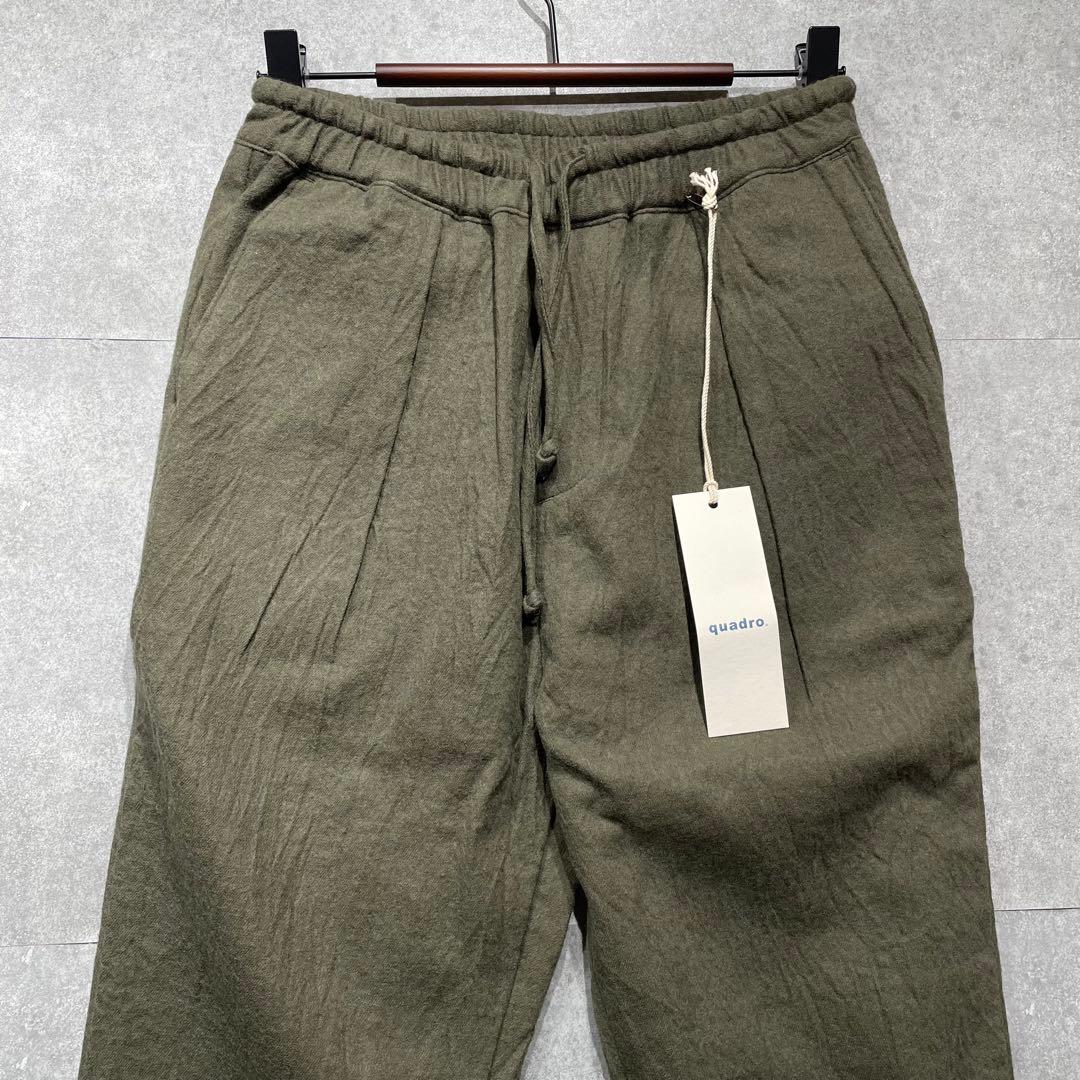 新品*quadroクオドロ タックイージーパンツ　ドロスト　コットンウール　S
