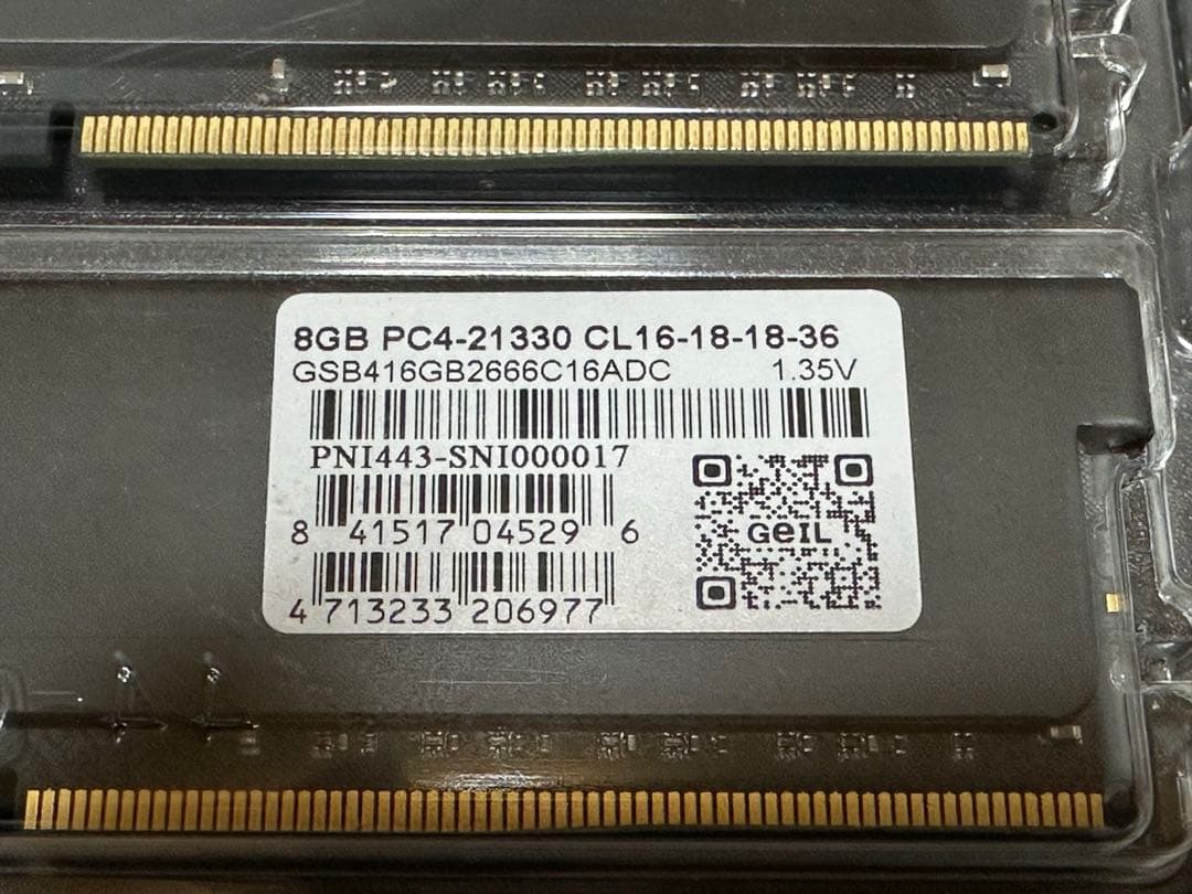 【動作保証】DDR4-2666 16GB(8GB×2) GeIL P0051
