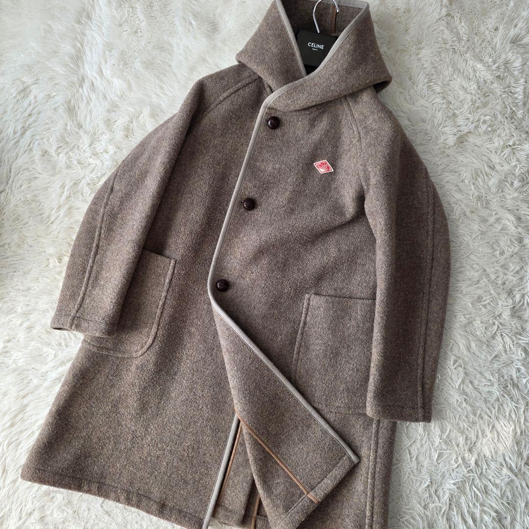 【美品/36】ダントン ウールモッサ ロング フードコート 胡桃ボタン