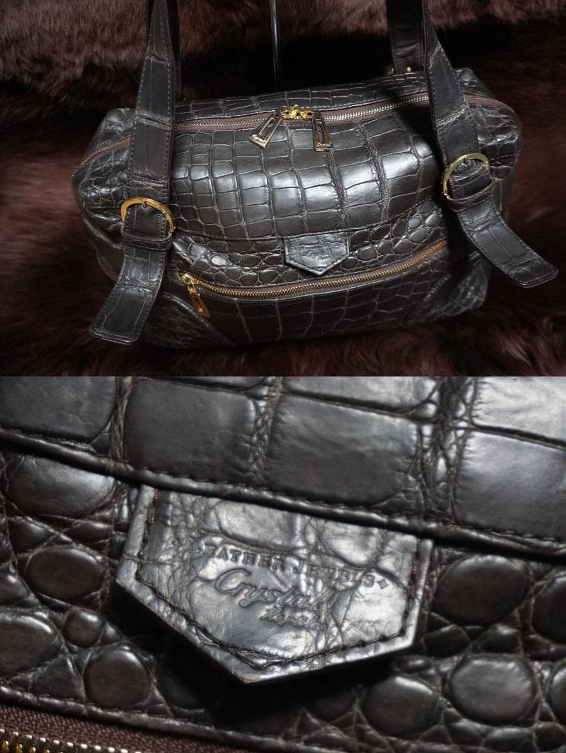 レザージュエルズ JRA認定日本製マットクロコレザー ボストン ジムバック