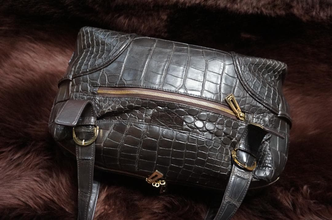 レザージュエルズ JRA認定日本製マットクロコレザー ボストン ジムバック