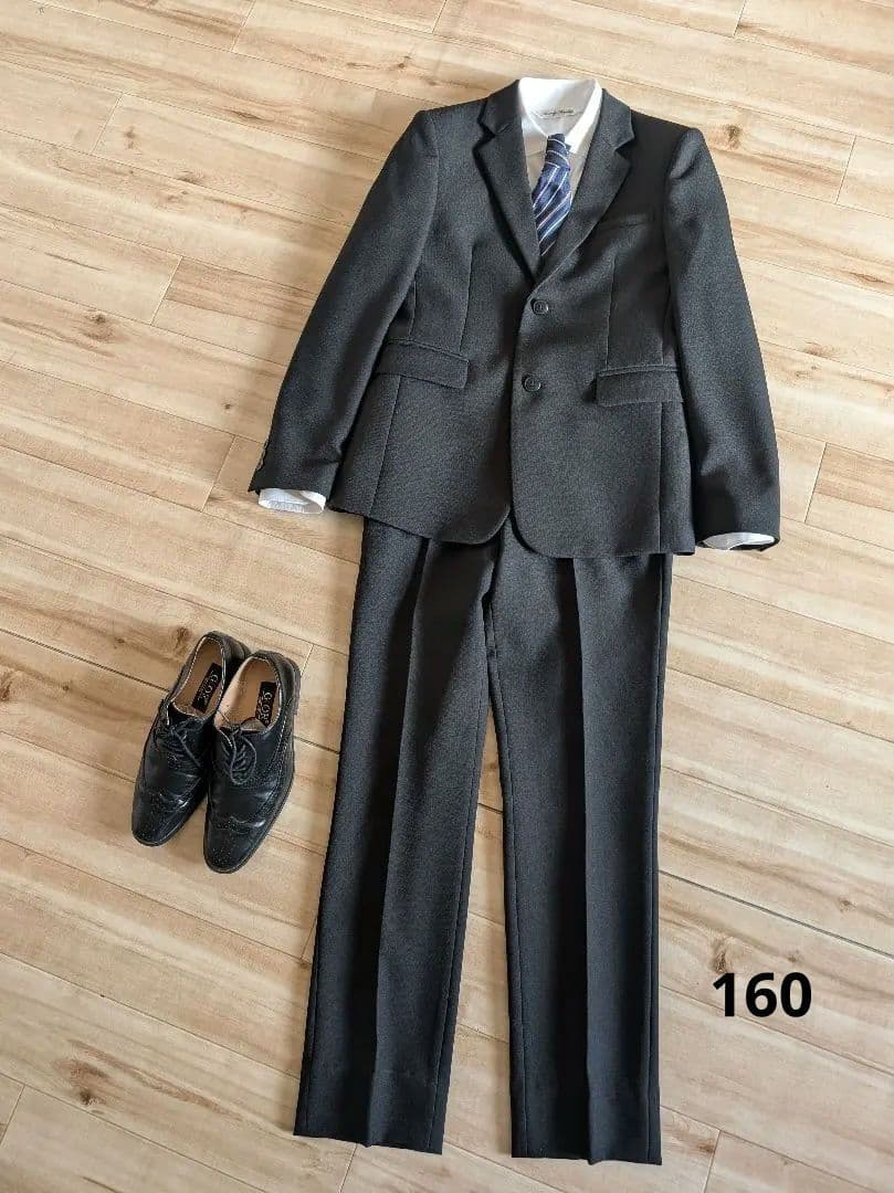 男の子スーツ 卒業式 160 セット（シャツ・ ネクタイ・シューズ付）