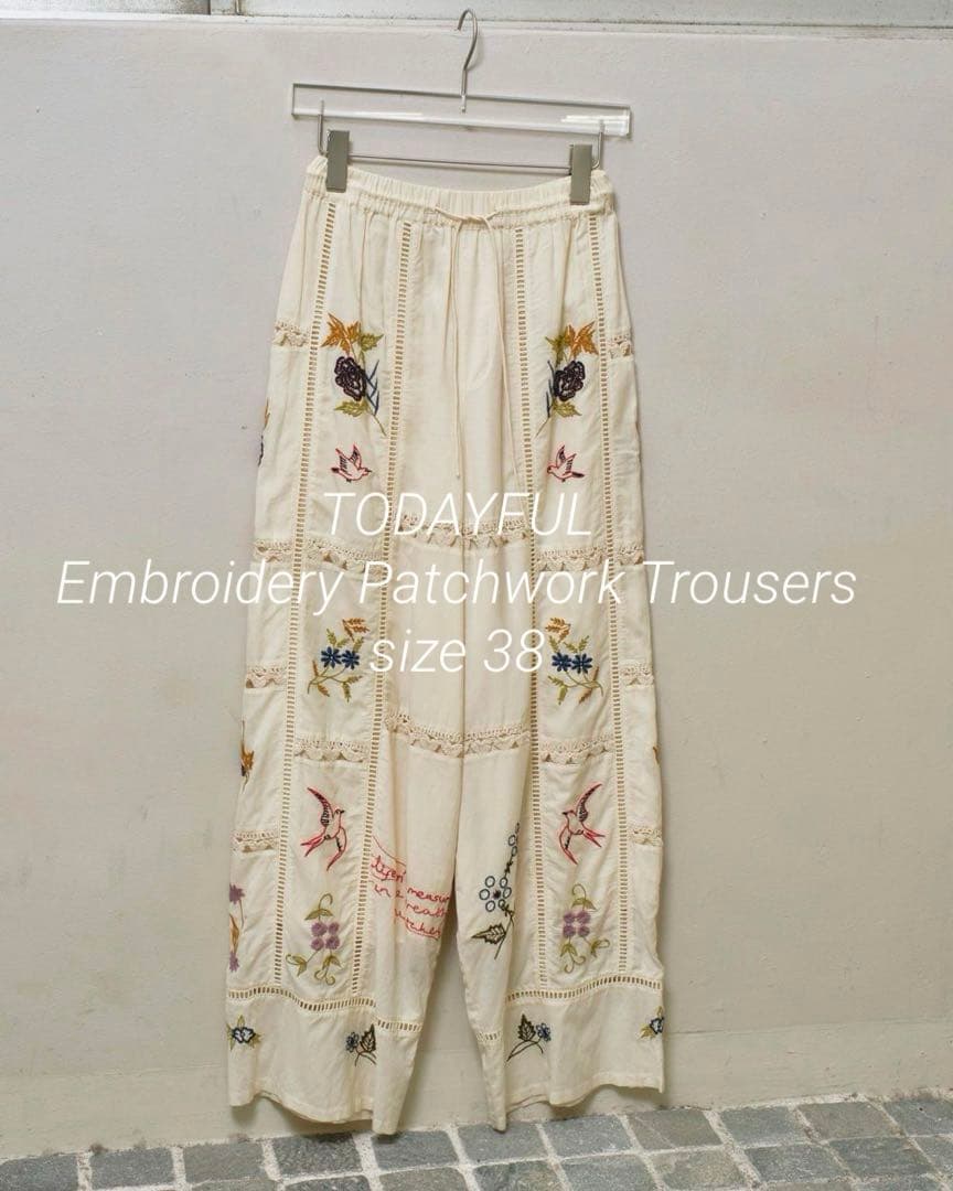 【新品未使用】EmbroideryPatchworkTrousers 38
