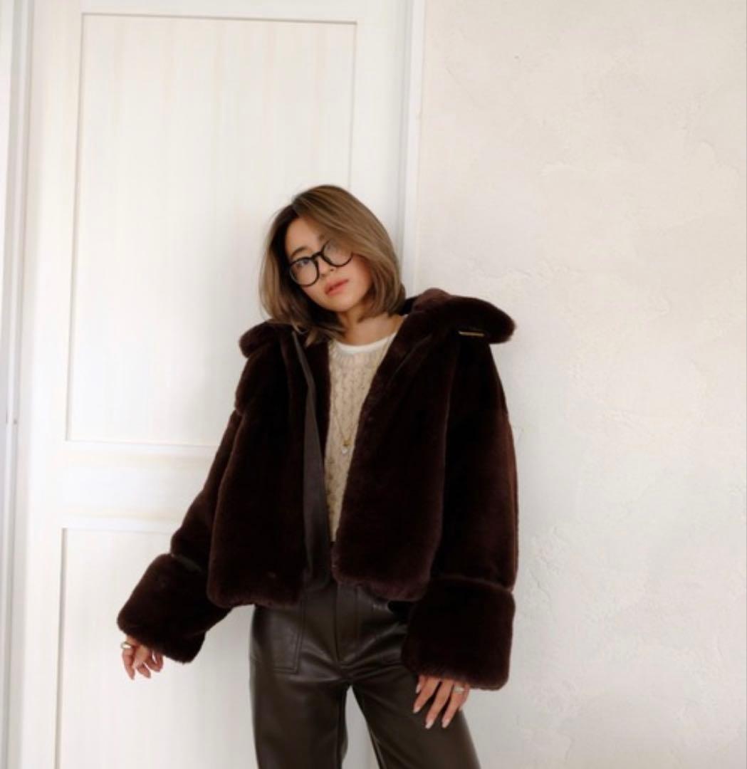 ALEXIA STAM ダークブラウン エコファーコート