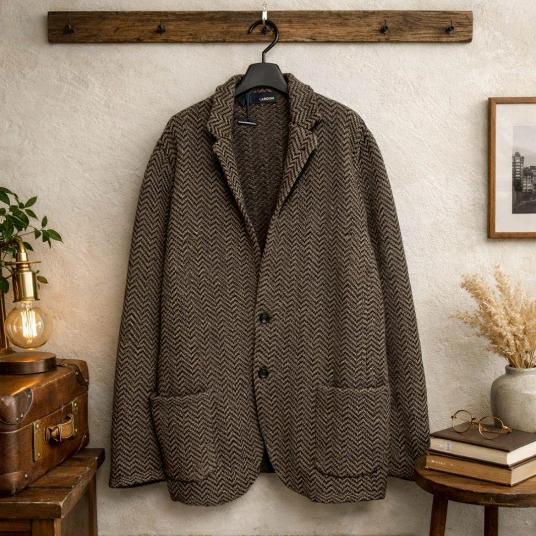 LARDINI　ラルディーニ　ニットジャケット　ヘリンボーン