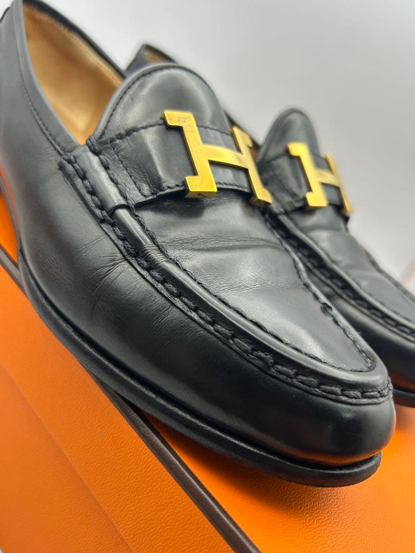 最終値下げ エルメス コンスタンス ローファー 靴 ブラック ゴールド金具