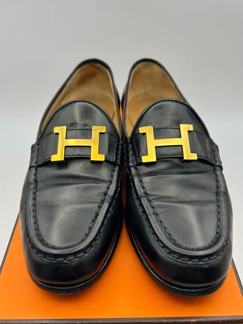 最終値下げ エルメス コンスタンス ローファー 靴 ブラック ゴールド金具