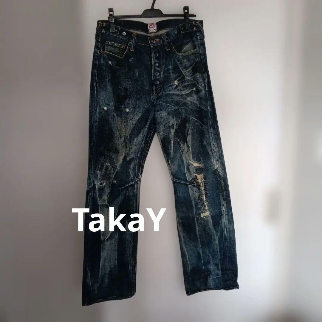 Prps ダメージ加工 ストレートデニム