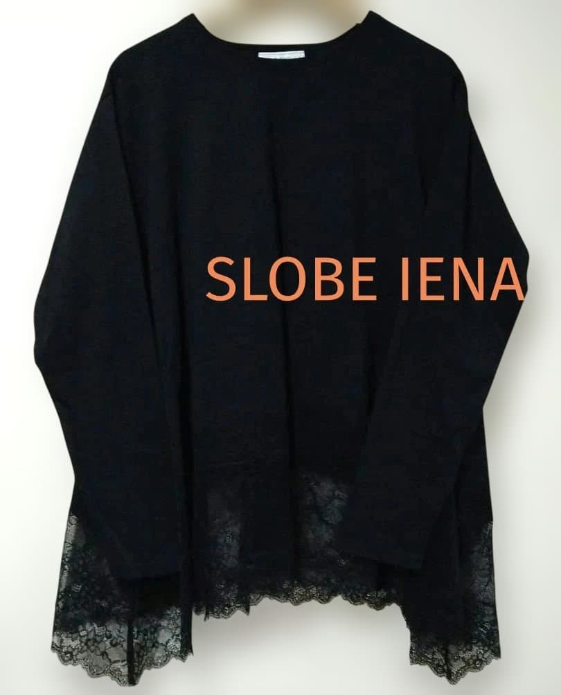 SLOBE IENA　レースコンビカットソー　ブラック