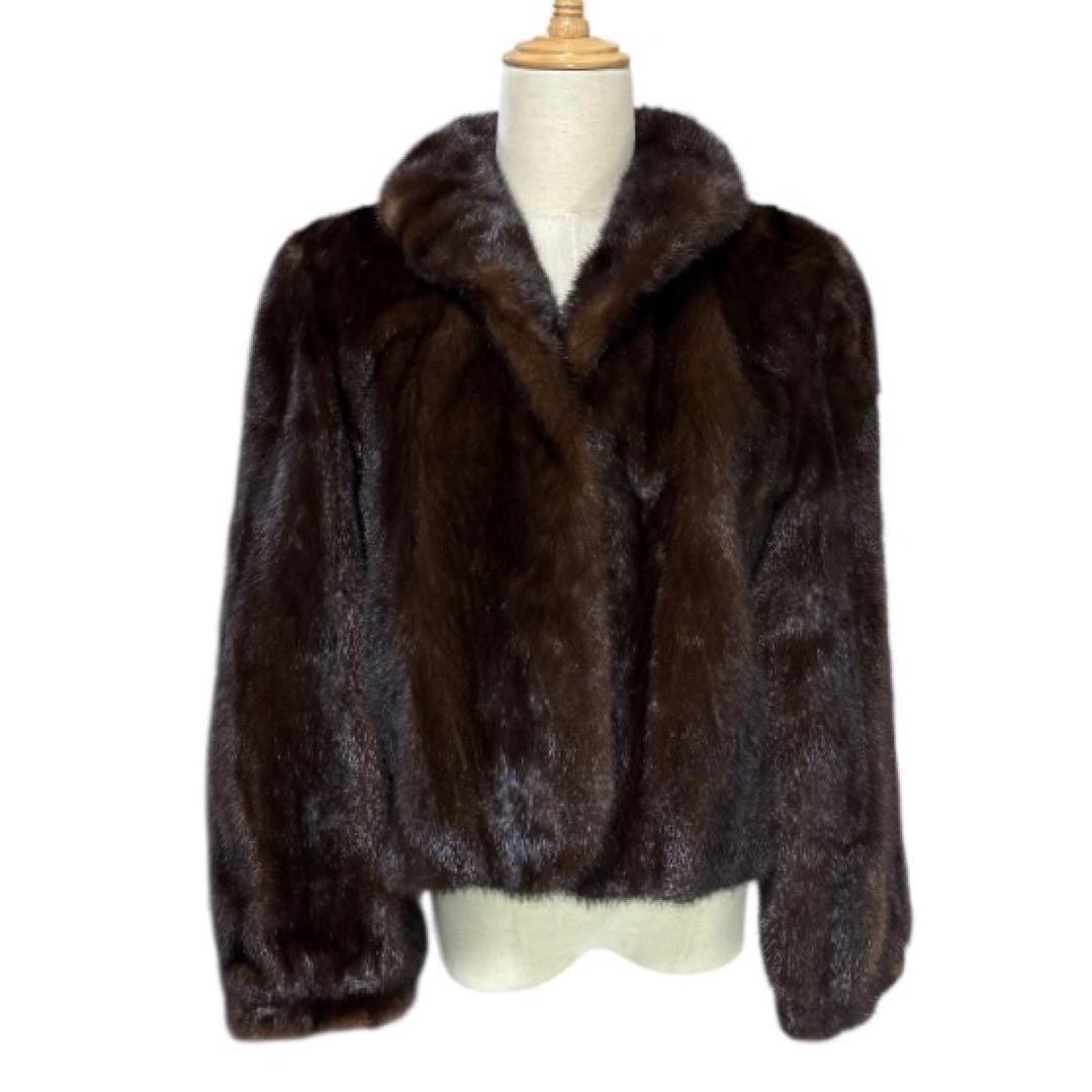 サガミンク L ショールカラー 毛皮 リアルファー銀タグ コート ジャケット