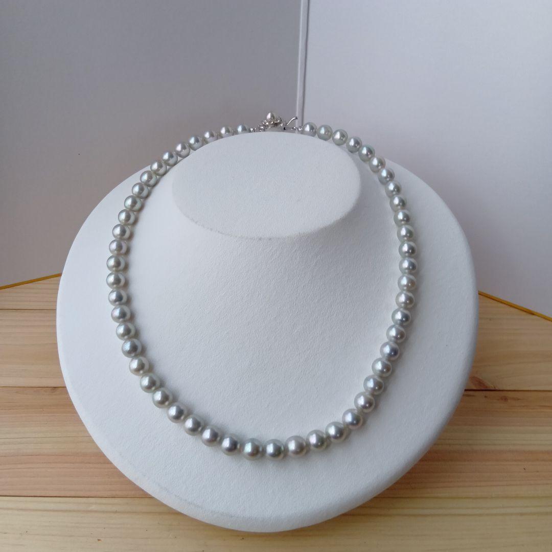 SVアコヤ真珠グレーネックレス7.5−8.0