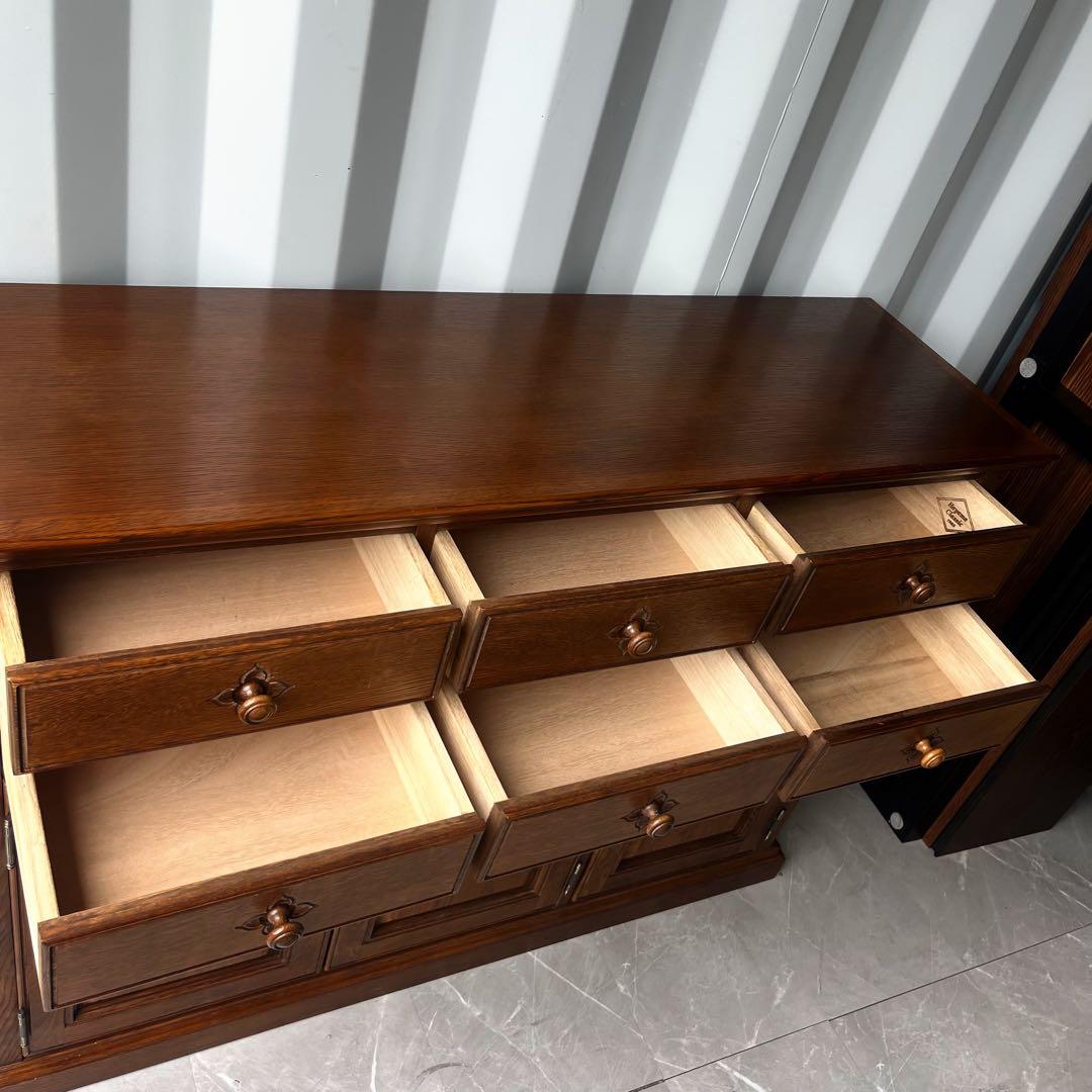 取付無料！葉山家具 勇峰工芸 天然木おしゃれアンティーク調花柄サイドボード ✨