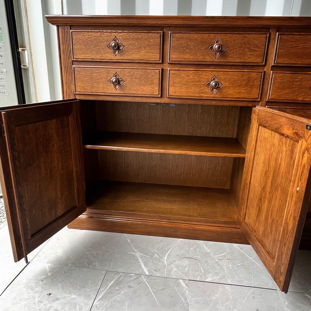 取付無料！葉山家具 勇峰工芸 天然木おしゃれアンティーク調花柄サイドボード ✨