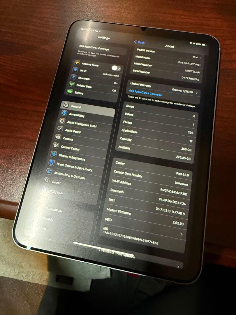 Apple iPad mini 第七世代　cellular 256 アメリカ